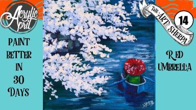 Cherry Blossom boat  Easy Daily Painting  Step by step Acrylic Tutorials Day  14 #AcrylicApril2020