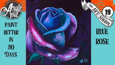 A blue Rose Easy Daily Painting  Step by step Acrylic Tutorials Day 19   #AcrylicApril2020