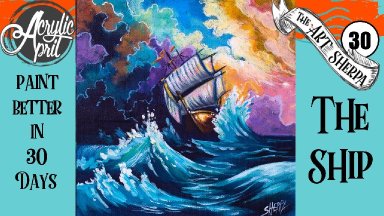 Ship in Storm  Daily Painting  Step by step Acrylic Tutorials Day 30 #AcrylicApril2020