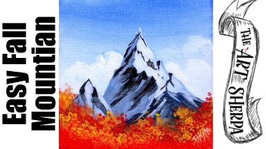 live stream paint with me EASY Fall mountain Acrylic Tutorial  | TheArtSherpa