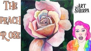 How to paint a Realistic Peach rose step by step live stream  | TheArtSherpa