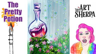 Easy Fairytale Painting of A magic Bottle Acrylic tutorial Live stream | TheArtSherpa