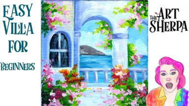 Easy Villa  view with flowers step by step Acrylic  Live streaming tutorial  | TheArtSherpa