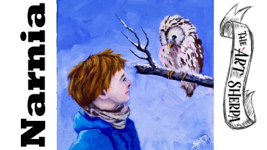 Boy and owl Talking in Snow Acrylic Painting Tutorial Narnia inspired | TheArtSherpa