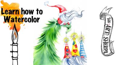 How to paint watercolor | Santa Gnome and 3 wise Gnomies