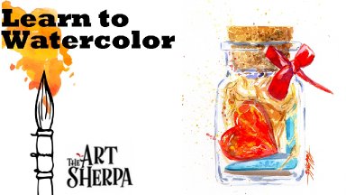 How to paint a Heart in a Bottle Watercolor painting tutorial | The Art Sherpa