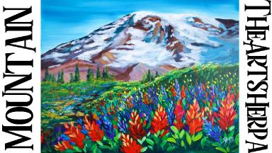 Wildflowers on a majestic mountain acrylic painting tutorial step by step    | TheArtSherpa