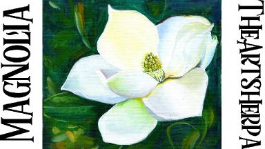 Magnolia Flower botanical Acrylic painting Step by step  | TheArtSherpa