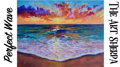 The perfect Wave Ocean Sunset STEP by STEP Acrylic Painting| TheArtSherpa