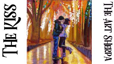 Romantic couple kissing Step by step Acrylic Tutorial | TheArtSherpa