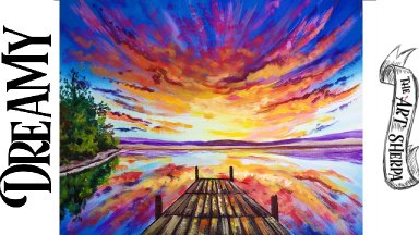 Dreamy sunset with Dock Step by step Acrylic Tutorial | TheArtSherpa