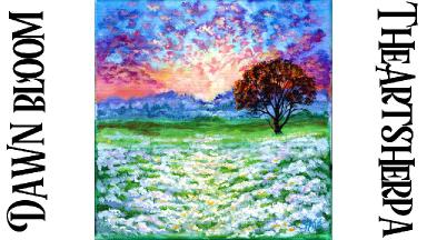 Pink Sunrise wildflower field landscape  step By step acrylic tutorial  | TheArtSherpa