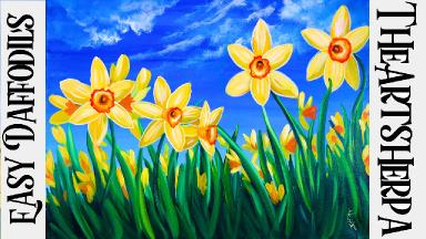 Daffodil Flower painting for Beginners step by step Acrylic tutorial  | TheArtSherpa
