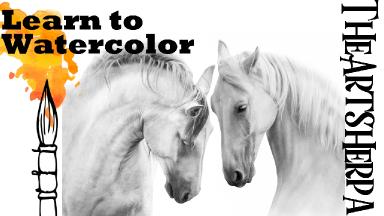 How to paint White Horses in Watercolor Step by Step 