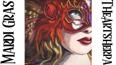 Romantic Mardi Gras Mask Step by Step Acrylic Tutorial | TheArtSherpa