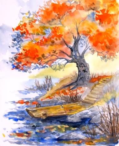 Fall  Tree by The Lake