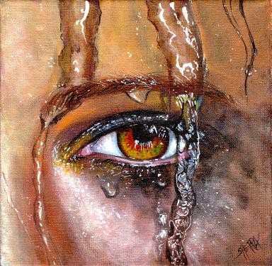 Emotional Eye with Water effect step by step Acrylic Tutorial  | TheArtSherpa