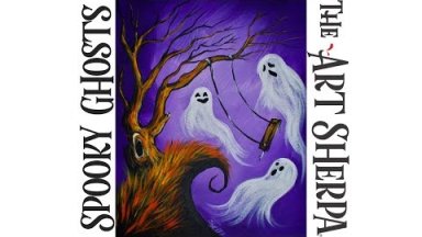 How to paint with Acrylic on canvas a EASY Spooky Ghost