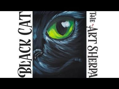 How to paint Acrylic for beginners An easy Black Cat on Canvas