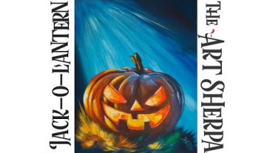 How to paint Acrylic on canvas Spooky pumpkin LIVE  Beginner  art tutorial