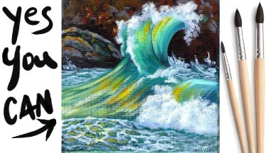 CRASHING WAVE  Beginners Learn to paint Acrylic Tutorial Step by Step Day  #AcrylicApril2021