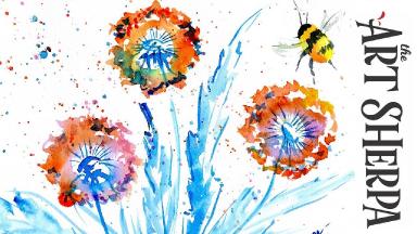 EASY DANDELION FLOWER AND BEE  How to Paint Watercolor Step by step | The Art Sherpa