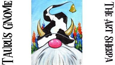 Beginners COUNTRY COW GNOME Live streaming Learn to paint Acrylic Tutorial Step by Step
