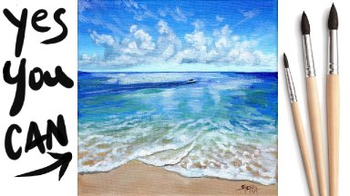 SEAFOAM BLUE SEA Beginners Learn to paint Acrylic Tutorial Step by Step Day 23 #AcrylicApril2021