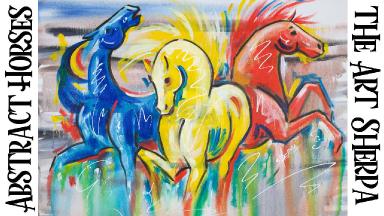 ABSTRACT HORSES Beginners Learn to paint Acrylic Tutorial Step by Step