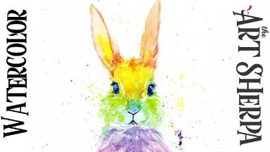 RAINBOW BUNNY Easy How to Paint Watercolor Step by step | The Art Sherpa