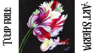 PARROT TULIP FLOWER Beginners Learn to paint Acrylic Tutorial Step by Step
