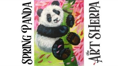 Learn How to paint with Acrylic on Canvas Spring Baby Panda #playlive #derpsquad