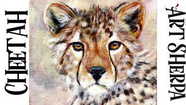 CHEETA FACE AND EYES Beginners Learn to paint Acrylic Tutorial Step by Step