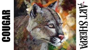 MOUNTAIN LION Beginners Learn to paint Acrylic Tutorial Step by Step