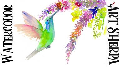 Humming Bird Easy How to Paint Watercolor Step by step | The Art Sherpa