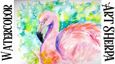 Flamingo In Pink Easy How to Paint Watercolor Step by step | The Art Sherpa