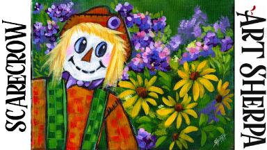 CUTE SCARECROW FALL GARDEN  Beginners Learn to paint Acrylic Tutorial Step by Step