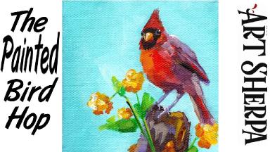 RED CARDINAL BIRD | Beginners Acrylic Tutorial Step by Step | The Painted Bird Hop