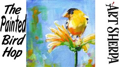 YELLOW BIRD ON FLOWER | Beginners Acrylic Tutorial Step by Step | The Painted Bird Hop