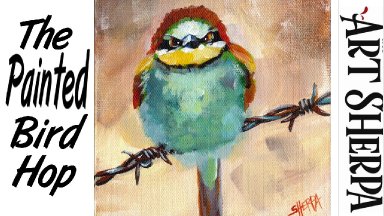 ANGRY BIRD ON BARBED WIRE  | Beginners Acrylic Tutorial Step by Step | The Painted Bird Hop