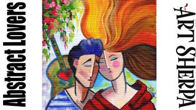 ABSTRACT COUPLE LOVERS ROMANCE Beginners Learn to paint Acrylic Tutorial Step by Step