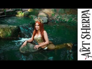 Fresh water Mermaid  acrylic tutorial Fantasy painting Fairytale #4