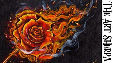 BURNING ROSE IN FLAMES  Beginners Learn to paint Acrylic Tutorial Step by Step