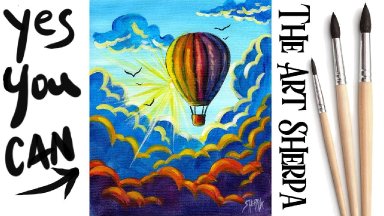 Hot Air Balloon Sunset | Easy Acrylic Painting STEP BY STEP  #1 | The Art Sherpa