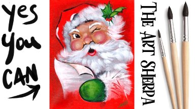 Easy Vintage Santa Beginners Christmas Acrylic Tutorial Step by Step | The Art Sherpa