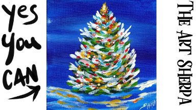 Retro Abstract Lighted Christmas Tree Beginners Learn to paint Acrylic Tutorial Step by Step