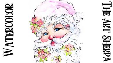 Vintage Santa Claus  Line and Wash Easy Watercolor Step by step for beginners | The Art Sherpa