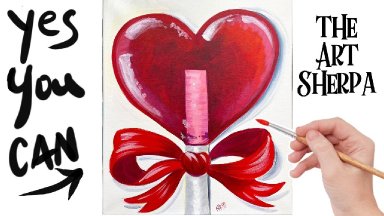 Pop Art Heart Lollipop Beginners Learn to paint Acrylic Tutorial Step by Step |The Art Sherpa
