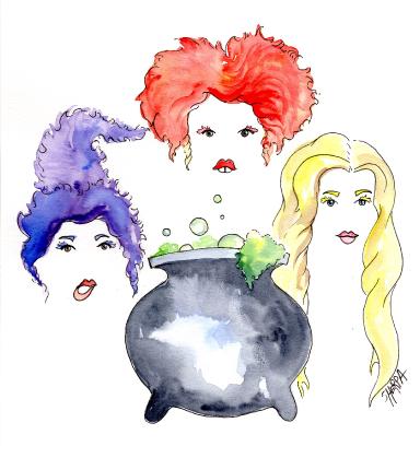 FREE Hocus Pocus Sisterhood Watercolor Painting