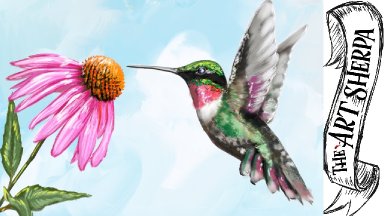 HUMMINGBIRD and FLOWER  Beginners Learn to paint Acrylic Tutorial Step by Step